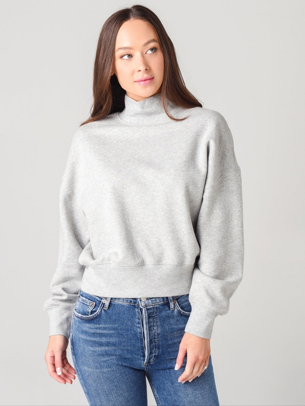 Rails Light Grey Blaire Mock Neck Sweatshirt Size M